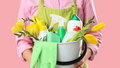 Bucket of cleaning supplies