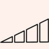 Simple geometric shape with five horizontal lines showing a gradual increase of intensity