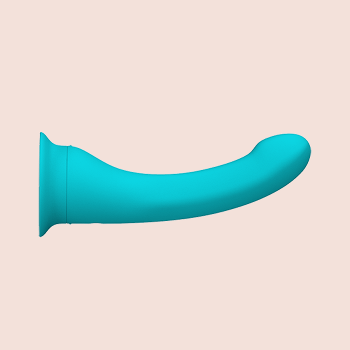 Rendering of the Banana teal vibrating dildo.