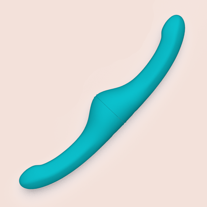 Rendering of the Bananarama blue modular partner vibrator set composed of two Banana vibrators.